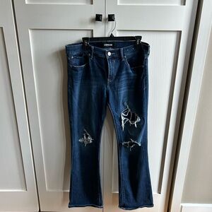 Express Women's Distressed Indigo Bootcut Midrise Jeans, 12R